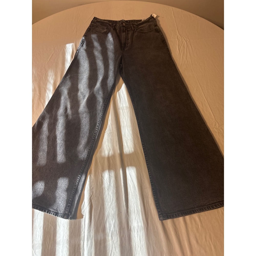 Hollister Wide Leg Jeans Womens 11R‎ 30x31 Black New Ultra High Rise Stretch